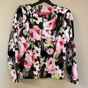 Molly & Maxx Floral Zip Up Jacket Blazer Size Lage